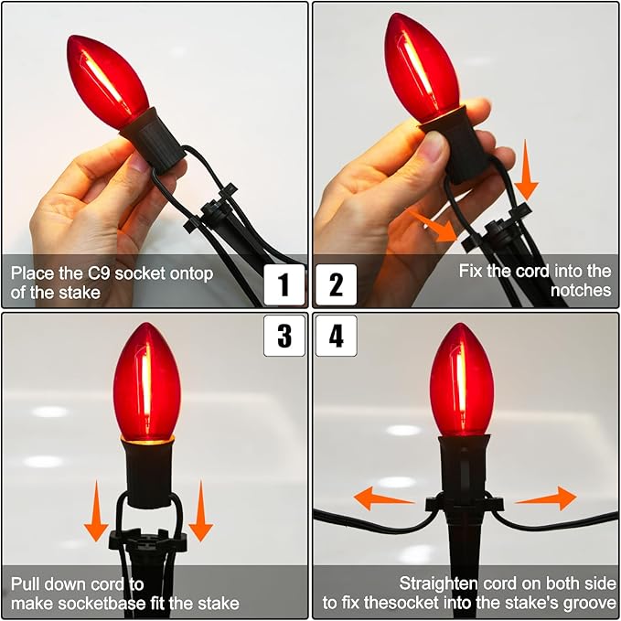 C9 LED Christmas Pathway Light, 38FT Multicolor Pathway Christmas Lights with 27 Multicolored Jumbo LED Bulbs, Connectable Christmas Walkway Lights for Lawn Walkway Lane Marker Lighting Decoration