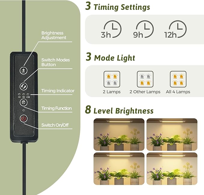 Plant Stand With Grow Lights Plant Stand Indoor Plant Shelf Metal Plant Rack Plant Holder Flower Pot Stand for Multiple Plants for Living Room Patio Balcony Garden Porch Black