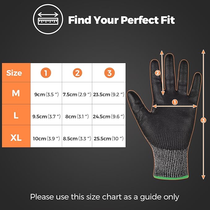 Donfri 3 Pairs A9 Cut Resistant Work Gloves for Men - Steel + HPPE Hybrid Safety Gloves for Men, ANSI Cut Level 9 Protection Flexible for Metal Glass Wood Construction Fishing