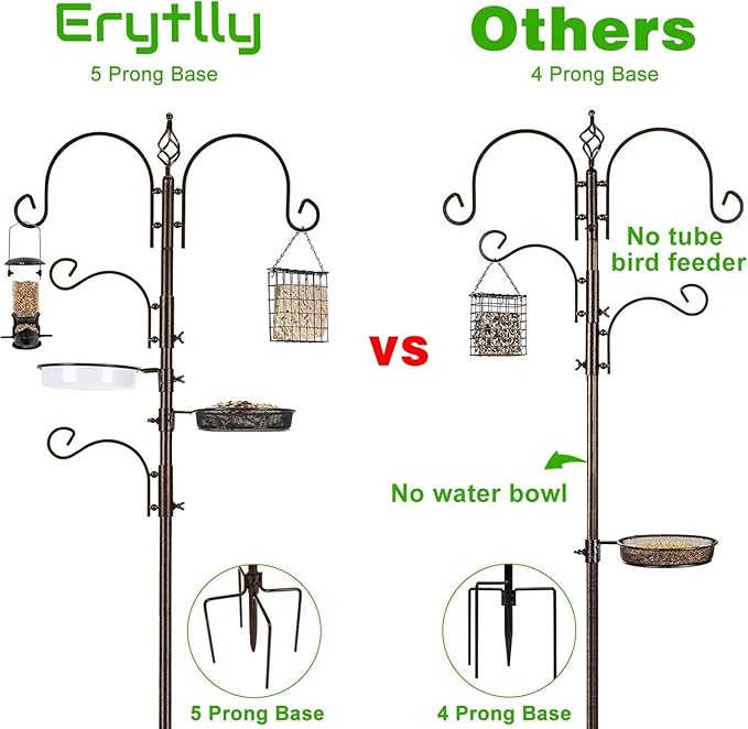 ERYTLLY Bird Feeding Station Kit Bird Feeder Pole Wild Bird Feeder Hanging Kit Planter Hanger Multi Feeder Hanging with Metal Suet Feeder Bird Bath for Attracting Wild Birds