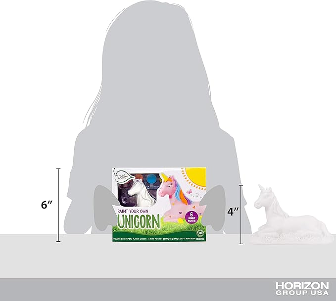 Creative Roots Paint Your Own Unicorn by Horizon Group USA, DIY Unicorn Coloring Kit, Includes 6 Paint Pots & Paint Brush, Multicolor