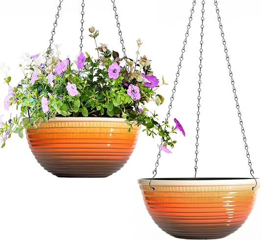 10 Inch Hanging Planter, 2 Pack Hanging Planters for Indoor Outdoor Plants Self Watering Hanging Pots with Drainage Holes for Garden Home