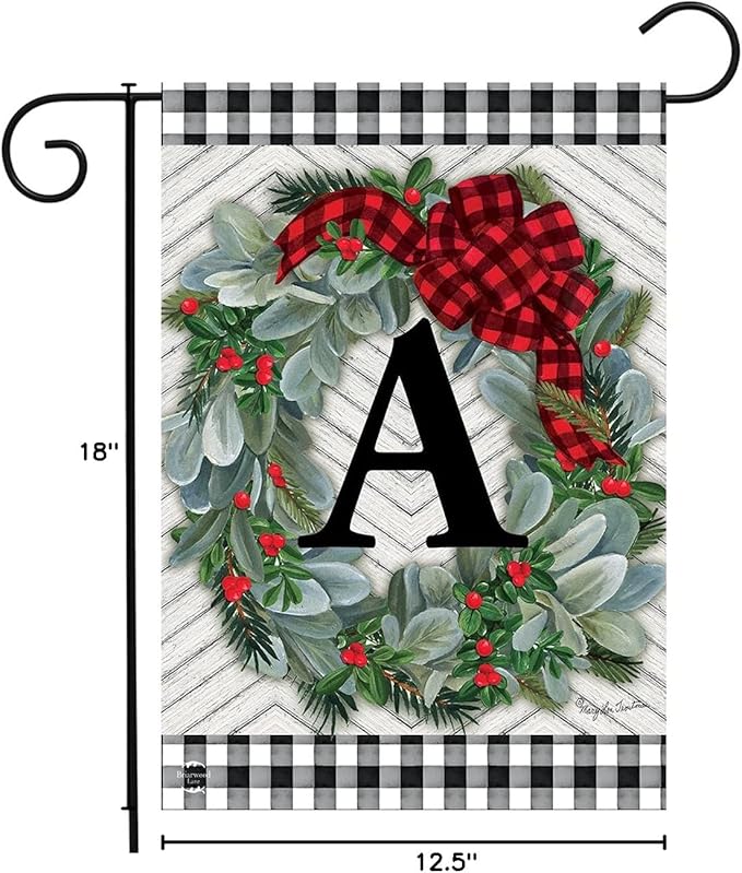 Briarwood Lane Winter Wreath Monogram Letter A Garden Flag