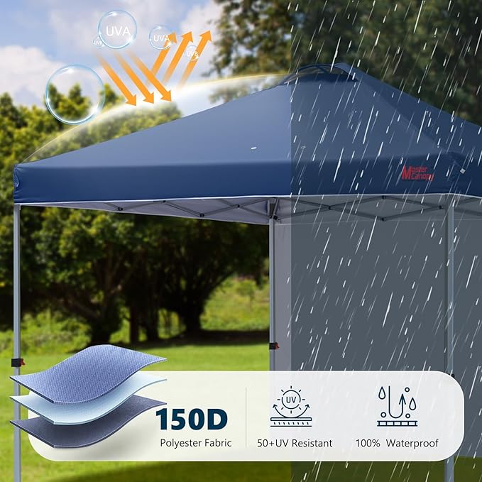 MASTERCANOPY Durable Pop-up Canopy Tent with 1 Sidewall (8'x8',Navy Blue)