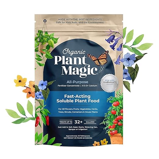 Organic Plant Magic - Truly Organic™ Fast-Acting Water Soluble Plant Food - All-Purpose Fertilizer Concentrate for Flower, Vegetable, Herb, Fruit Tree, Garden & Indoor Houseplants [One 1/2 lb Bag]
