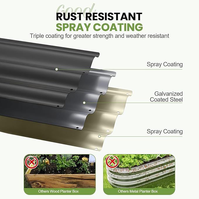 5-in-1 Adjustable Raised Garden Bed Kit | Galvanized Planter Boxes for Vegetables, Flowers | 12" Tall, Multiple Sizes (8x3x1ft, 9x2x1ft, 10x1x1ft, 6x5x1ft, 7x4x1ft) | Outdoor Metal Raised Bed, Grey