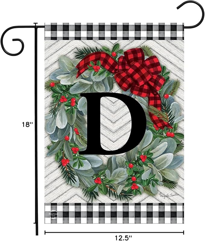Briarwood Lane Winter Wreath Monogram Letter D Garden Flag