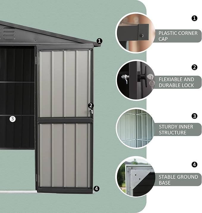 Domi Outdoor Storage Shed 8.2' x 6.2', Metal Steel Utility Tool Shed Storage House with Double Lockable Doors & Air Vent for Backyard Garden Patio Lawn