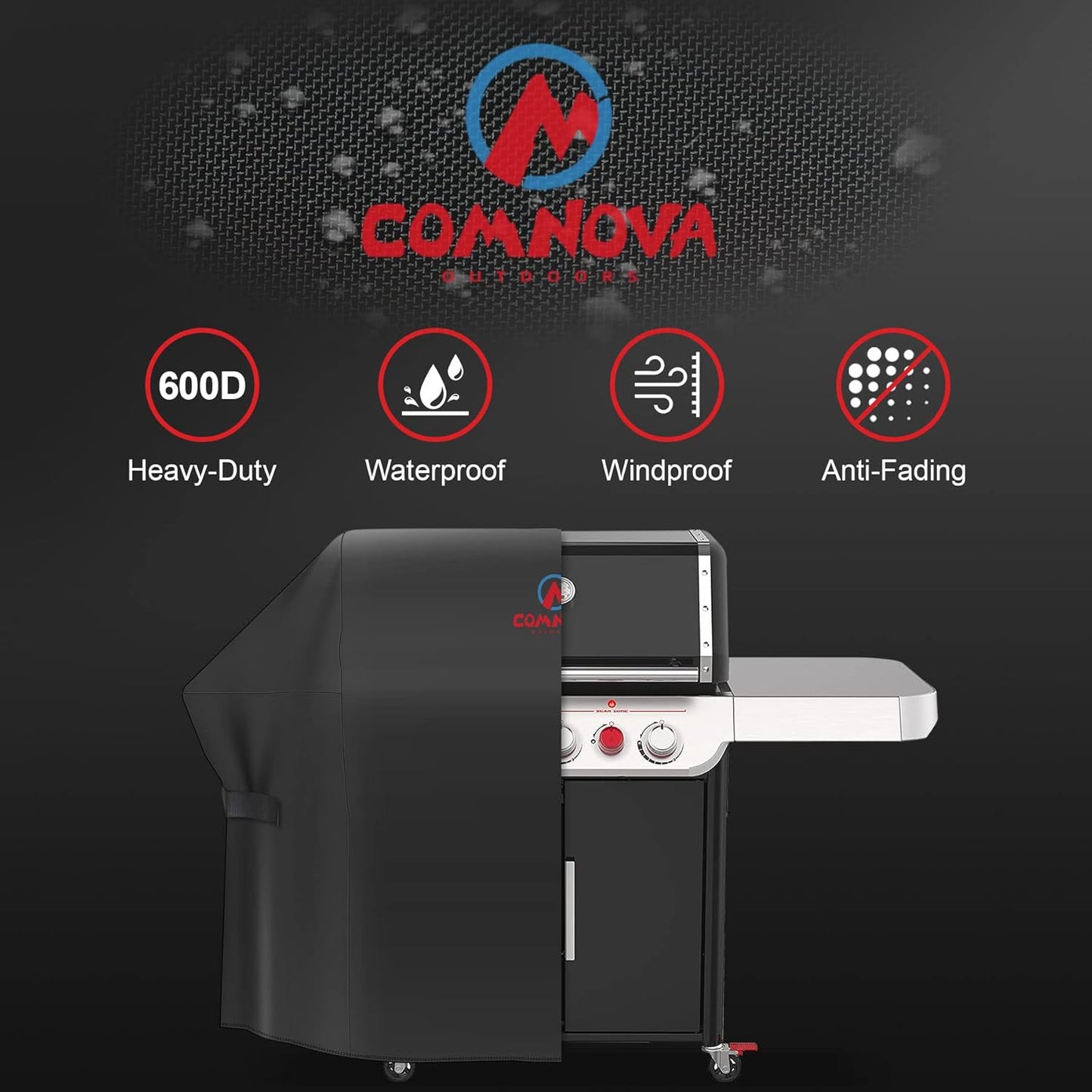 Comnova Grill Cover 65 Inch - 7131 BBQ Cover for Weber Genesis 400 Series and 4 Burner Gas Grill, 600D Heavy Duty & Waterproof Cover for Weber Genesis E435, E410, E440 (Not Fit 2022 Genesis E-435)