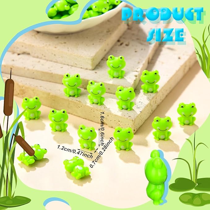 200 Pcs Mini Frog Garden Decor Green Frog Figurines Tiny Frogs Bulk Plastic Frogs Little Frogs for Fairy Moss Landscape DIY Craft Accessories Home Ornament Dollhouse(Luminous Style)