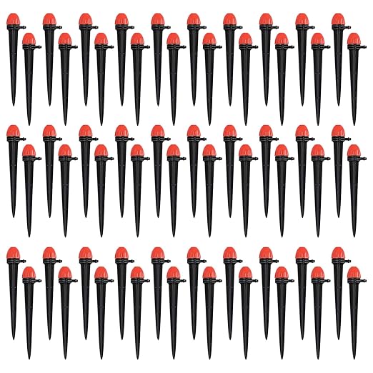 30pcs 16CM Full Circle Scattering Nozzle Drip Emitters for 1/4" Drip Irrigation Tubing Adjustable 360 Degree Wat