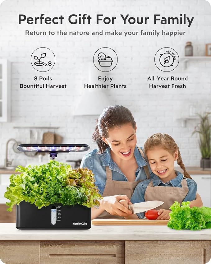 Hydroponics Growing System Indoor Garden: Herb Garden Kit Indoor with LED Grow Light Quiet Smart Water Pump Automatic Timer Healthy Fresh Herbs Vegetables - Hydroponic Planter for Home Kitchen Office