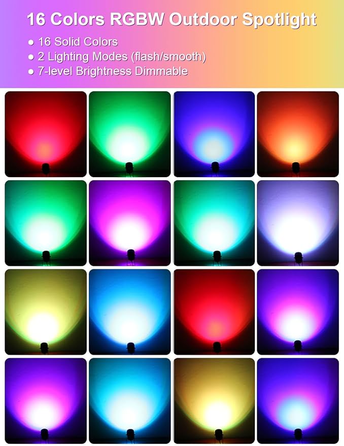 ECOWHO RGB Color Changing Landscape Lights with RF Remote Control, 12V Low Voltage Landscape Lighting, IP65 Waterproof LED Spotlight Outdoor for Yard House Garden Patio Tree Pathway Decor, 4 Pack