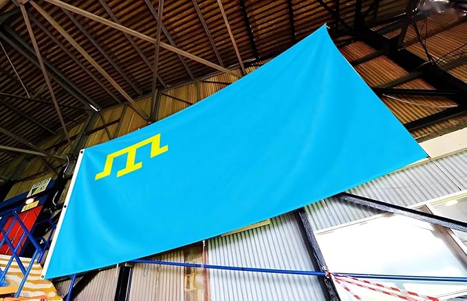 Crimea Tatar Extra Large Flag 8x12FT Giant Crimean Tatars Polyester Banner With 3 Grommets Fade Resistant Vivid Color For Patriotic Festival Events Party Decoration (Crimean Tatars, 8x12FT)