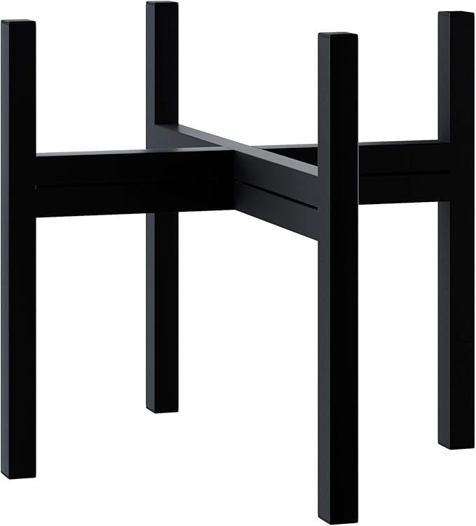 FaithLand Mid Century Plant Stand Indoor Outdoor (EXCLUDING 12" Plant Pot) , Hold Up to 12 Inch Planter, Metal Planter Stand, Potted Plant Holder, Black - Fits Snake Plant - Upgraded Design.