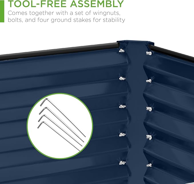 Best Choice Products 8x4x2ft Outdoor Metal Raised Garden Bed, Deep Root Planter Box for Vegetables, Flowers, Herbs, and Succulents w/ 478 Gallon Capacity - Navy