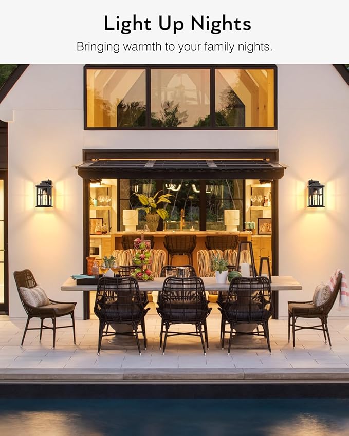 Bronze Dusk to Dawn Outdoor Lighting, 2 Pack Porch Lights, Outdoor Wall Lights with Tempered Glass, Light Fixture for House, Garden, Entryway, Doorway, Waterproof