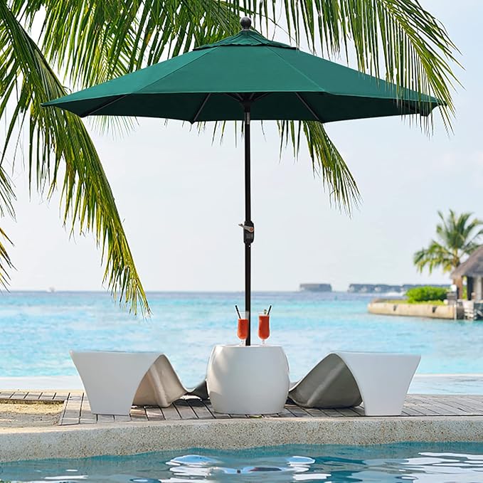 EliteShade USA 10-Year-Non-Fading 9Ft Market Umbrella Patio Umbrella Outdoor Table Umbrella with Ventilation, Forest Green