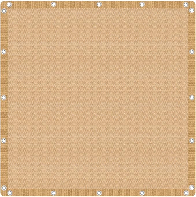VICLLAX Shade Fabric Sun Shade Cloth with Every 2 FT Grommets for Patio Garden Pergola Cover Canopy 11x23 FT, Wheat