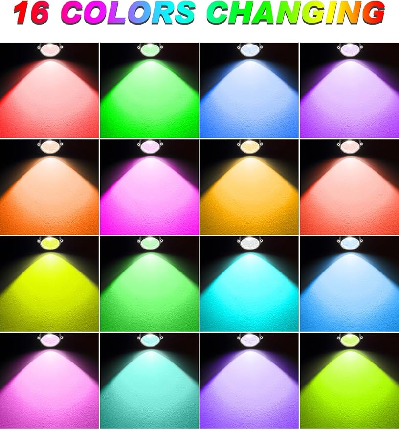 Halloween RGBW Outdoor Spotlights for Yard,10W Color Changing Landscape Lights with Remote Control 120V LED Landscape Lighting Waterproof Spotlight with Plug Tree Garden Path Decoration (1Pack)