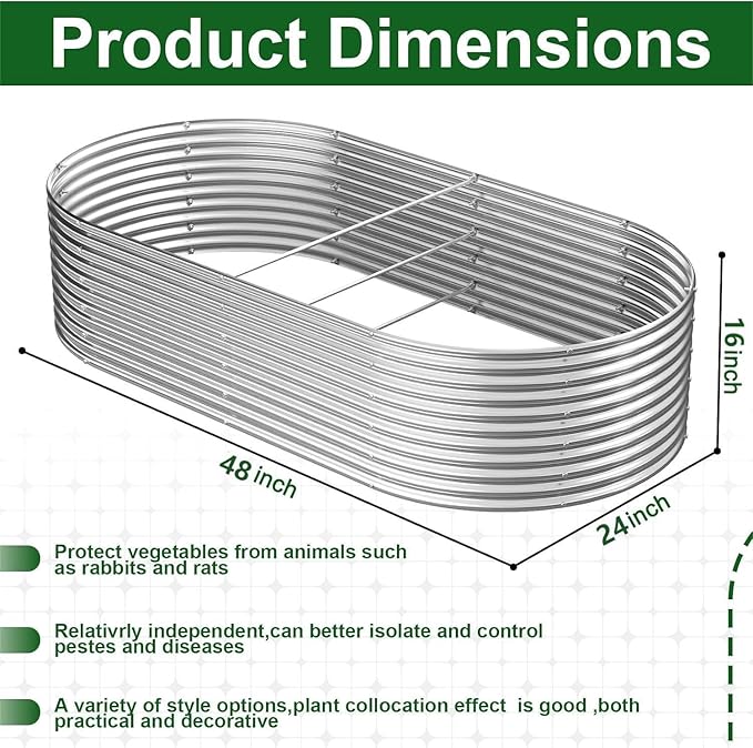 FRIZIONE 2pcs Tall 4x2ft Galvanized Raised Garden Bed Outdoor,Steel Garden Bed for Vegetables,Above Ground Garden Box for Flower,Metal Raised Beds for Gardening