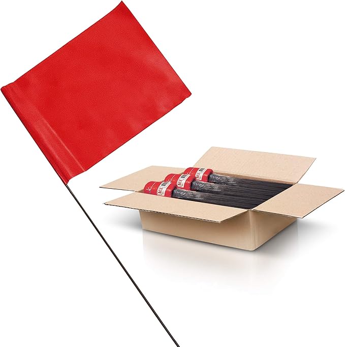 Red Marking Flags 1000 Pack - 4x5x15 Inch Red Flags for Yard - Markers For Lawn, Irrigation, Landscaping, Survey & Sprinkler Head Marking