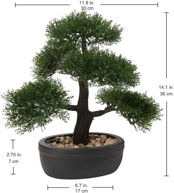 Artificial Bonsai Tree Juniper Faux Plants Indoor Small Fake Plants Decor with Ceramic Pots for Home Table Office Desk Bathroom Shelf Bedroom Living Room Farmhouse Decorations