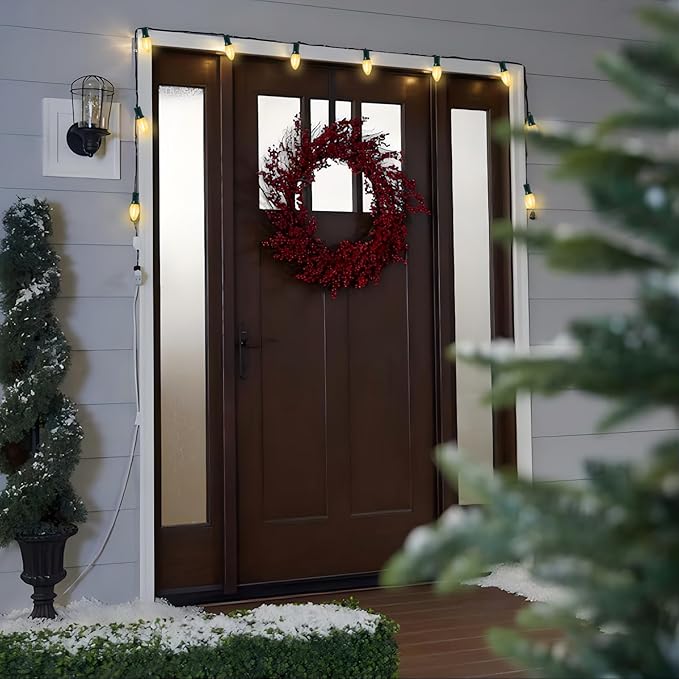 C7 LED Outdoor Frosted White String Lights, 25FT LED Outdoor Christmas Lights with 27 Clear Shatterproof Bulbs, Hanging Outdoor Decorations Vintage Christmas Lights for Party Tree Patio Garden Yard