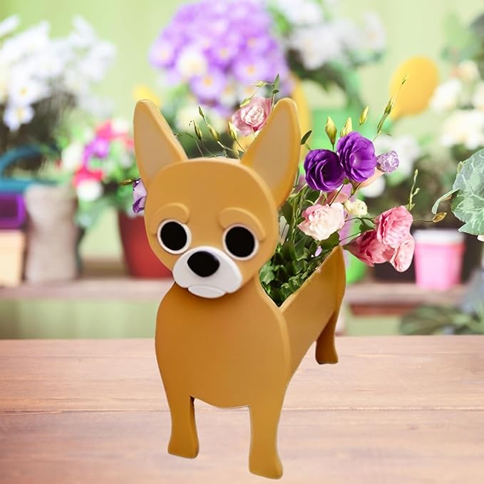 Chihuahua Dog Planter Plant Pots,Cute Garden Dog Flower Planter,Dog Planters Birthday Gifts for Women,Office,Indoor/Outdoor Decor(9.45 * 5.91 * 13.46in)