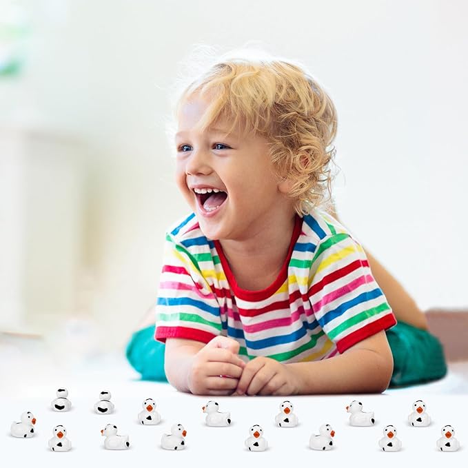 50 Pcs Mini Resin Ducks, Cute Tiny Cow Ducks, Mini Cow Resin Duck Bulk, Fun Cow Print Duck Miniature Duck Figurines, Cow Theme Mini Black White Cow Resin Ducks for Micro Landscape Dollhouse