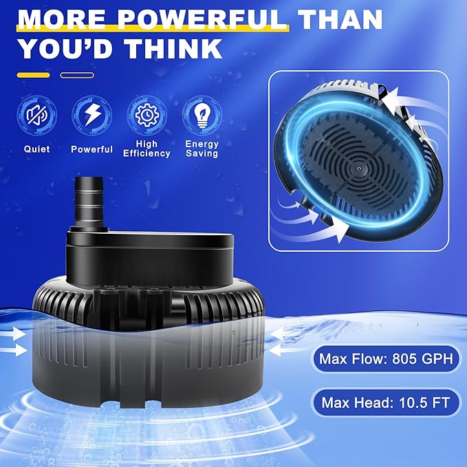 Pool Cover Pump above Ground-Submersible Sump Pump Swimming Water Removal Pumps, Sump Pump for Pool Draining with 16ft Drainage Hose & 25 ft Extra Long Power Cord,850 GPH,3 Adapters-Black