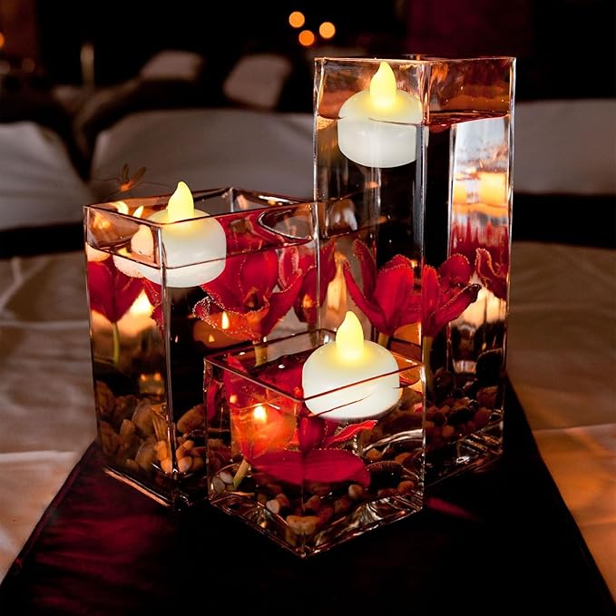 72 Pack Flameless Flickering Floating Tea Lights, Warm White Battery Operated Outdoor Waterproof Candles, LED Votive Tealight Candles Bulk for Wedding Centerpiece Vase Pond Halloween Decorations