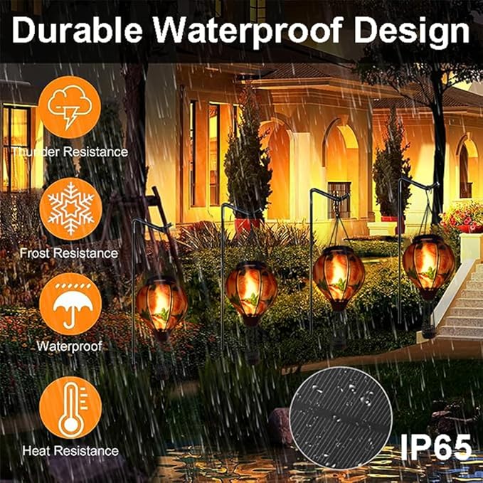 Hot Air Balloon Solar Lantern with Flickering Flame Hanging Solar Lanterns Outdoor Lights Waterproof Lanterns Decorative Garden Patio Yard Party Decor Hummingbirds&Red Flowers