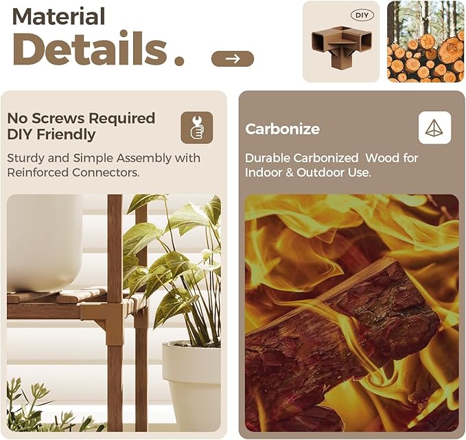 Bamworld Plant Stand Indoor Outdoor Hanging Shelf for Multiple Plants Tall Large Holder for Living Room Patio Balcony Garden (A-Cabinet-Wider)