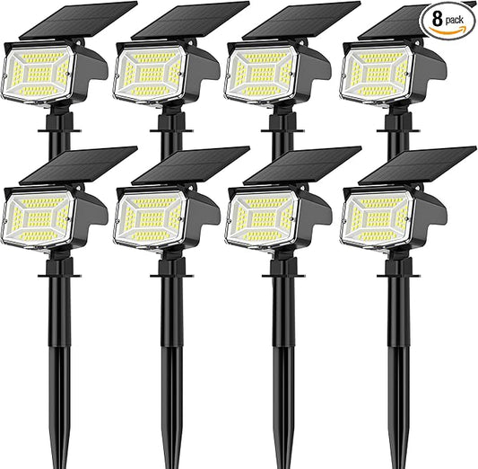 Solar Spot Lights Outdoor, 92 LEDs Landscape Lighting with 3 Lighting Modes and Auto On/Off, IP67 Waterproof Spotlights, Outdoor Solar Lights for Yard Garden, 8 Pack (Cool White)