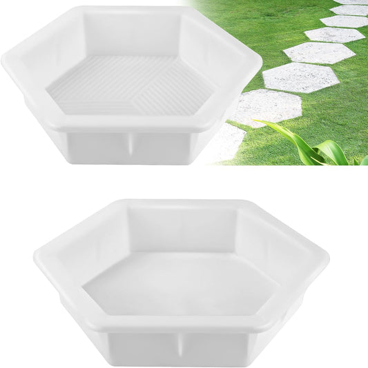 2 Size Hexagon Stepping Stone Mold, 9" /11.4" Reusable Cement Molds for Concrete, Plastic Concrete Molds for Walkways, Pavement and Garden