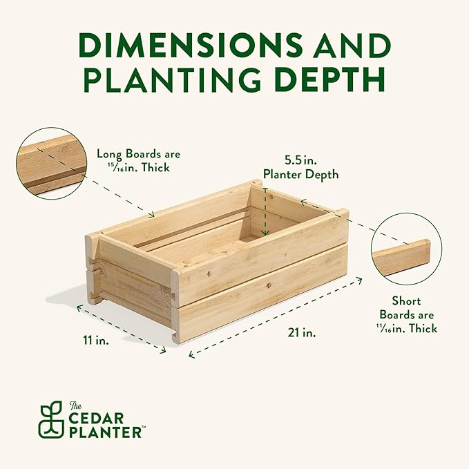 Greenes Fence Cedar Wood Planter Box with Wall Mount Brackets, 21" x 11" x 7" (2-Pack) - Made in USA with North American Cedar