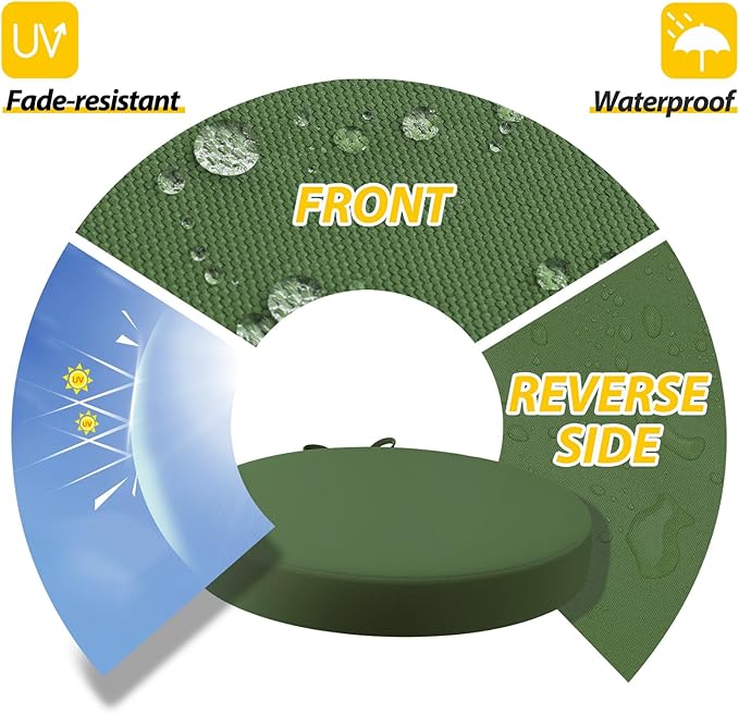 AAAAAcessories Outdoor Seat Cushions for Chairs, Waterproof, Fade-Resistant Patio Furniture Replacement Cushions, 15" x 15" x 2", Set of 2, Dark Moss