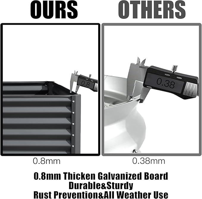 Domi Galvanized Raised Garden Bed, Outdoor Planter Garden Boxes Large Metal Planter Box for Gardening Vegetables Fruits Flowers, Dark Grey (8x4x1.5ft)