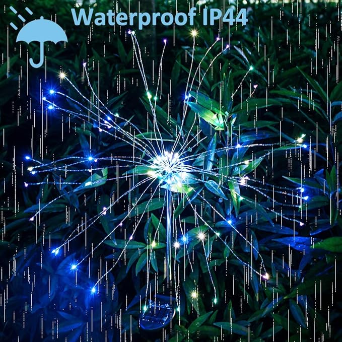 DIY Solar Garden Lights ETL Certified, 105 LED Solar DIY Flowers Fireworks Stars Lights Outdoor, RockyMars Waterproof Solar Powered Pathway Lights for Path Lawn Walkway Patio Yard Christmas, 2 Pack