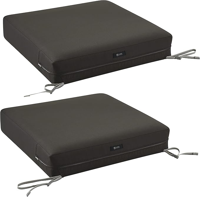 Classic Accessories Ravenna Water-Resistant 21 x 19 x 5 Inch Patio Seat Cushion, Espresso, Patio Loveseat Cushion