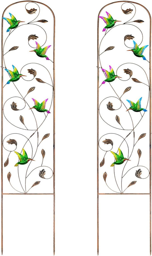 Set of 2 Hummingbird Metal Garden Trellis for Climbing Plants, Decorative Vegetables Flowers Vine Trellis for Outdoor Patio 60'' H x 11'' W