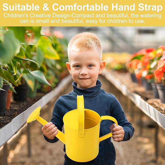 Finderomend Metal Watering Can 1.5L/51oz, Iron Art for Outdoor Plants, Yellow