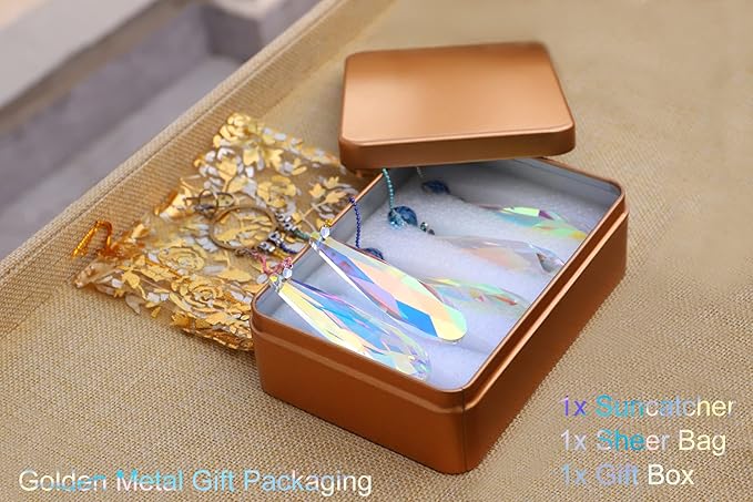 Crystals Teardrop Prisms Suncatcher Hanging Ornament Rainbow Maker for Home,Garden Decoration (Colorful Blue)