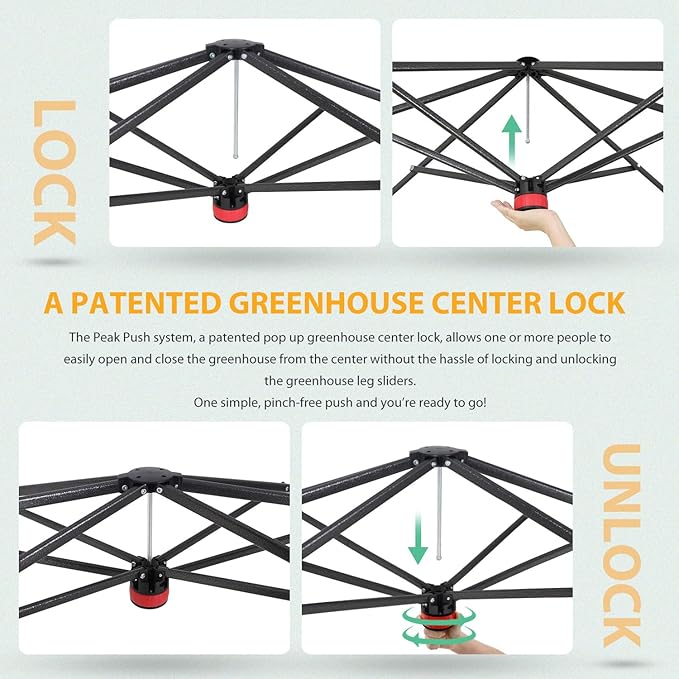 EAGLE PEAK 8x6 Portable Walk-in Greenhouse, Pop-up Indoor Outdoor Garden Green House, Zippered Doors and Windows, PE Cover, White