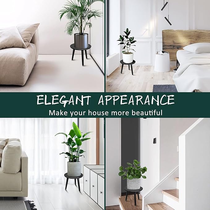 Indoor Plant Stand - Uneedem Wood Mid Century Plant Stand for Indoor Plants, Modern Plant Table, 8.9" Tall Plant Holder for Flower Pots, Small Round Side Table, End Table