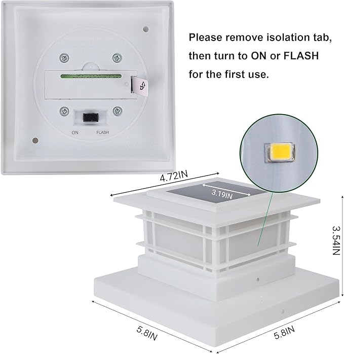Dynaming 8 Pack Solar Flame Post Lights Outdoor, Solar Powered Fence Post White Shell Cap Light, High Brightness Flickering Flame LED Lighting for Garden Deck Patio, Fit 4x4 5x5 6x6 Vinyl/Wooden Posts