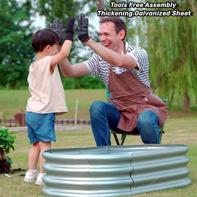 2Pcs Raised Garden Bed, Galvanized Planter Raised Garden Beds for Outdoor, 4x2x1ft, Vegetables,Flowers &Herbs,Heavy Duty Metal Raised Garden Beds Outdoor,Rust-Resistant & Easy Assembly