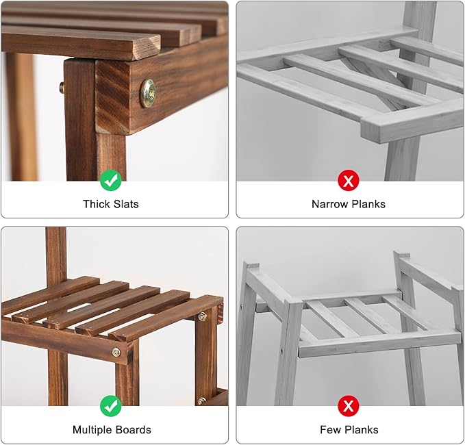 3 Tiers Plant Stand Indoor,Wood Plant Stands for Indoor Plants Multiple,Corner 3 Steps Ladder Plant Shelf High Low Flower Stand Planter Display Rack for Patio Balcony Living Room
