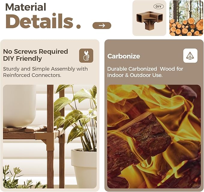 Bamworld Corner Plant Stand Indoor Large Plant Shelf Tall Outdoor Plant Holder Wood for Multiple Plants Hanging Plant Rack for Living Room Garden Balcony